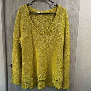 Anthropologie Mustard V-Neck Sweater